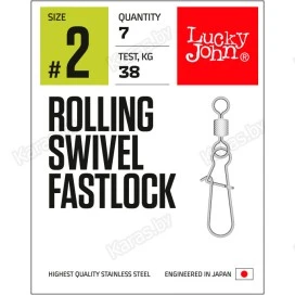 Вертлюги c застежкой Lucky John ROLLING SWIVEL FASTLOCK