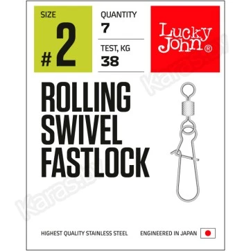 Вертлюги c застежкой Lucky John ROLLING SWIVEL FASTLOCK