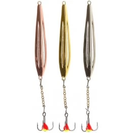 Блесна вертикальная зимняя Lucky John FIN BLADE с цепочкой и тройником (60мм / 6,5гр)