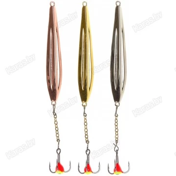 Блесна вертикальная зимняя Lucky John FIN BLADE с цепочкой и тройником (60мм / 6,5гр)