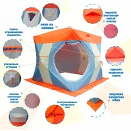 Палатка зимняя Нельма КУБ 2 Люкс двухслойная (2.05x2.05x1.90 м)