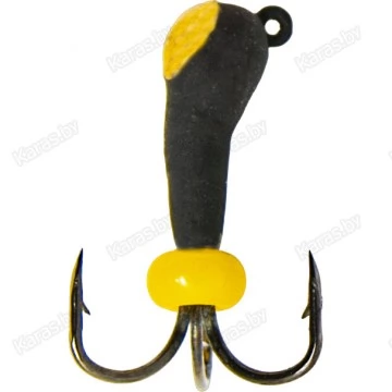 Мормышка вольфрамовая "Чёртик-Банан" с жёлтой коронкой с ушком 3.0 мм (314Q)