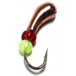 Мормышка вольфрамовая "Чесночинка" с бисером и отверстием 2.5 мм (медь)