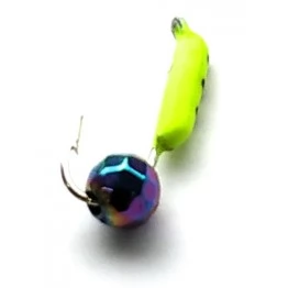 Мормышка вольфрамовая "Столбик" с граненым шариком "Хамелеон" и ушком 1.5 мм (лимонная)
