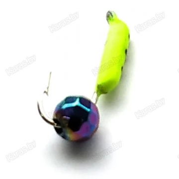 Мормышка вольфрамовая "Столбик" с граненым шариком "Хамелеон" и ушком 1.5 мм (лимонная)