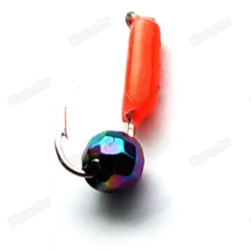 Мормышка вольфрамовая "Столбик" с граненым шариком "Хамелеон" и ушком 1.5 мм (красная)