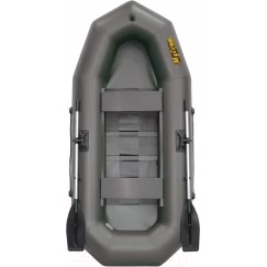 Надувная 2-местная ПВХ лодка Муссон R-260 РС (реечный настил, серая)