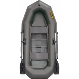 Надувная 2-местная ПВХ лодка Муссон R-260 РС (реечный настил, серая)