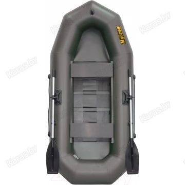 Надувная 2-местная ПВХ лодка Муссон R-260 РС (реечный настил, серая)
