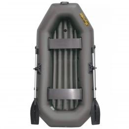 Надувная 2-местная ПВХ лодка Муссон S-240 НД (надувное дно, серая)