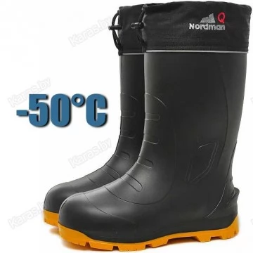Сапоги зимние NordMan Quaddro -50°C с шипами черные с желтым (материал DEC)