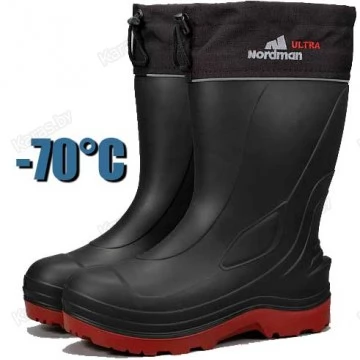 Сапоги зимние NordMan Ultra -70°С с флисовым вкладышем черные с красным (DEC-LIGHT)
