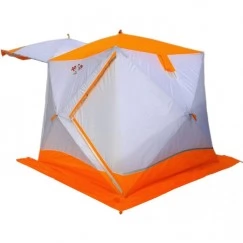 Всесезонная палатка Пингвин Призма Шелтерс двухслойная (1.85х1.85х1.75 м, бело-оранжевая)