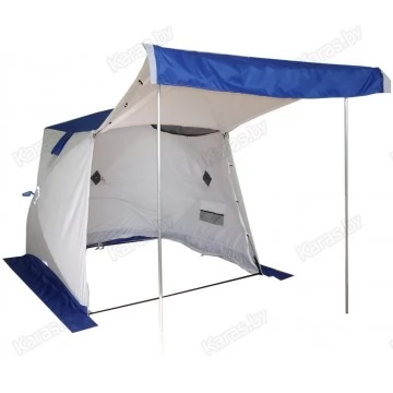 Всесезонная палатка Пингвин Призма Шелтерс Премиум двухслойная (2.15х2.15х2.0 м, бело-синяя)