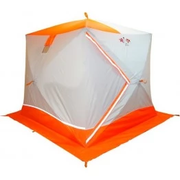 Палатка зимняя Пингвин Призма Премиум двухслойная (2.15х2.15х2.0м, бело-оранжевая)