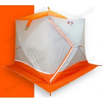 Палатка зимняя Пингвин Призма Премиум (2.15х2.15х2.0м, бело-оранжевая)