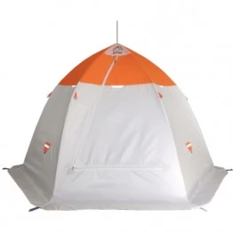 Палатка зимняя Пингвин 3.5 Люкс двухслойная (2.7х2.7х1.65м, бело-оранжевая)