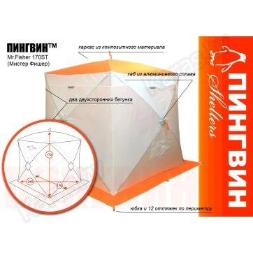 Палатка зимняя Пингвин Mr.Fisher 170ST (1.7х1.7х1.73м)