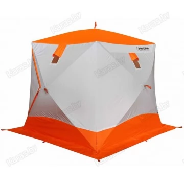 Палатка зимняя Пингвин Призма Премиум Strong двухслойная (2.25х2.15х2.0м, бело-оранжевая)
