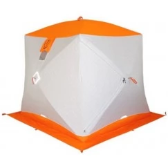 Палатка зимняя Пингвин Призма Термолайт трехслойная (1.85х1.85х1.75м, композит, бело-оранжевая)
