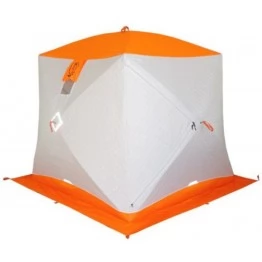 Палатка зимняя Пингвин Призма Термолайт трехслойная (1.85х1.85х1.75м, композит, бело-оранжевая)