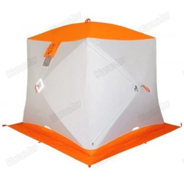 Палатка зимняя Пингвин Призма Термолайт трехслойная (1.85х1.85х1.75м, композит, бело-оранжевая)
