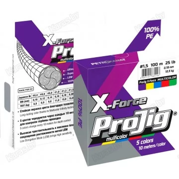 Леска плетёная ProJig X-Force Х4 Multicolor 100 м