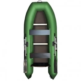 Надувная 2-местная ПВХ лодка RiverBoats RB-280 супер лайт П (сборный пайол, зеленая)
