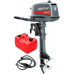 Лодочный мотор 2-тактный бензиновый Seatan T5BMS PRO (мощность 6 лс) (выносной бак 12л)