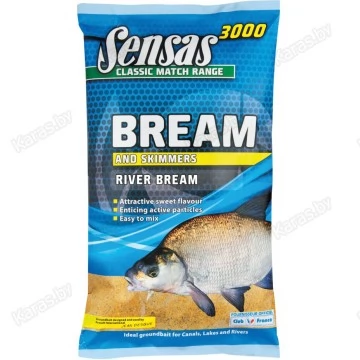 Прикормка Sensas 3000 River Bream 1 кг (желтая, лещ)