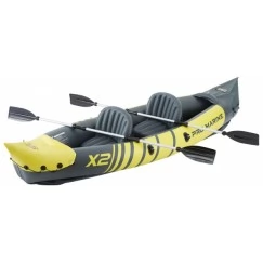 Надувной 2-местный каяк из ПВХ Pro Marine x2 Yellow (надувное дно, желтый)