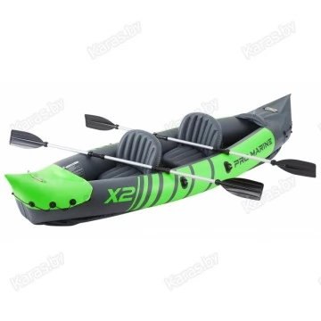 Надувной 2-местный каяк из ПВХ Pro Marine x2 Green (надувное дно, зеленый)