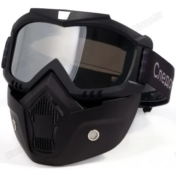 Маска мотоциклетная/снегоходная Следопыт M7 Chrome Silver + Transparent