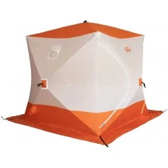 Палатка зимняя Следопыт КУБ 4 бело-оранжевая (2.1х2.1х2.14 м, Oxford 210D)