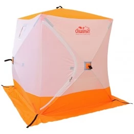 Палатка зимняя Следопыт КУБ 4 бело-оранжевая (2.1х2.1х2.14 м)