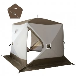 Палатка зимняя Следопыт КУБ PREMIUM 5 СТЕН, трехслойная (2.8х2.75х2.05 м)