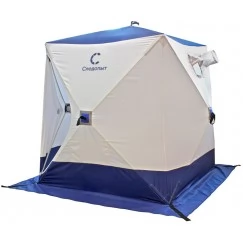 Палатка зимняя Следопыт КУБ 4 бело-синяя (2.1х2.1х2.14 м, Oxford 210D)