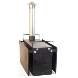 Печь дровяная Следопыт Heavy походная большая PF-SW-09 (с экранами, угловыми трубами и грибком)