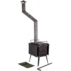 Печь дровяная Следопыт Heavy походная большая PF-SW-09 (с экранами, угловыми трубами и грибком)