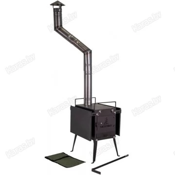 Печь дровяная Следопыт Heavy походная большая PF-SW-09 (с экранами, угловыми трубами и грибком)