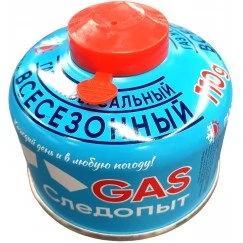 Газ для портативных плит Следопыт, резьбовой, 110 гр (всесезонный)