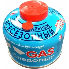 Газ для портативных плит Следопыт, резьбовой, 110 гр (всесезонный)