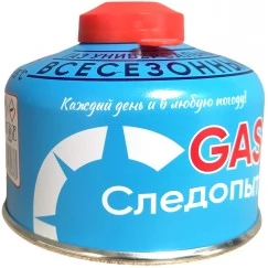 Газ для портативных плит Следопыт, резьбовой, 110 гр (всесезонный)