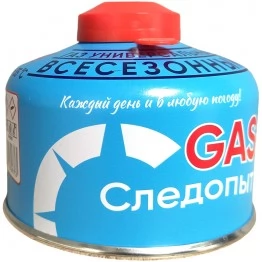 Газ для портативных плит Следопыт, резьбовой, 110 гр (всесезонный)