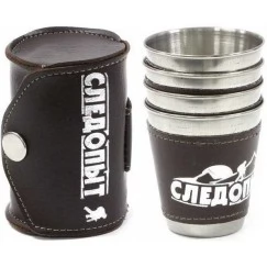 Набор рюмок Следопыт 0,06 л в чехле и кожаном оплёте (4 шт) PF-CWS-P29SET