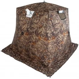 Палатка зимняя СТЭК КУБ 3 Т трехслойная, камуфляж, с выводом под трубу и москитной сеткой (2.2х2.2х2.05 м)