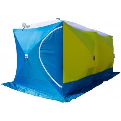 Палатка зимняя СТЭК ДУБЛЬ 3 Т трехслойная, дышащая, с выводом под трубу (2.2х4.4х2.05 м)
