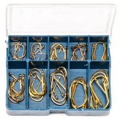 Набор крючков с коротким цевьем (золото), 100 шт