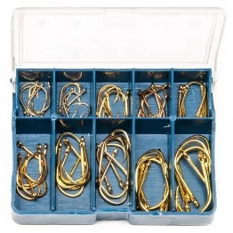 Набор крючков с коротким цевьем (золото), 100 шт