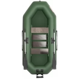 Надувная 2-местная ПВХ лодка Тонар Шкипер 260НТ (реечный настил + транец, зеленая)